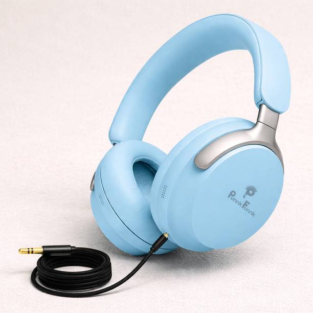 PunnkFunnk Over Ear Wireless Headphones with AUX Cable 40H Playtime Deep Bass Mic Bluetooth