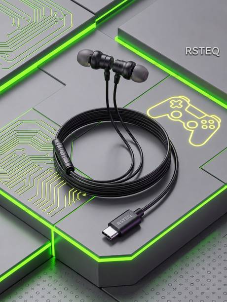 RSTEQ C Type Magnetic Bud Wired Earphone With HD Sound Wired Gaming