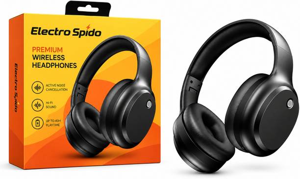 Electro Spido Wireless Over Ear Headphones with ANC, Hi-Fi Sound, Deep Bass & 40H Playback Pro Bluetooth