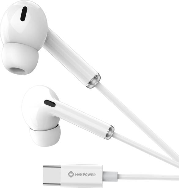 MAK POWER Type-C Wired Headphones with Rich Bass and Crystal Clear Audio Wired