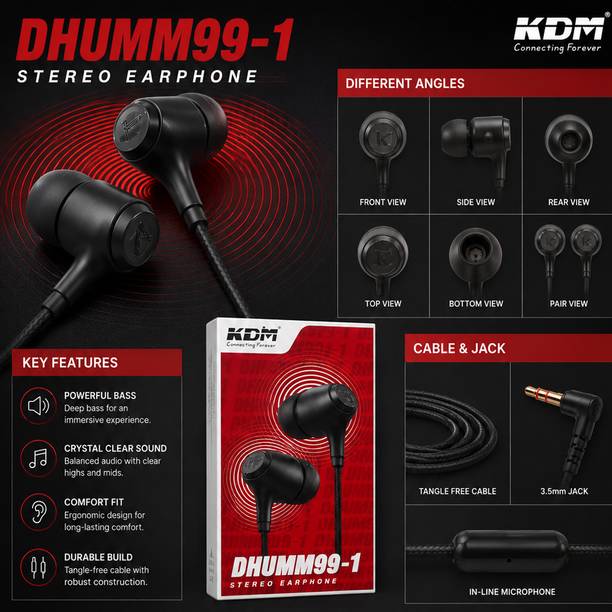 KDM Dhumm99-1 Stereo earphone with Mic Wired