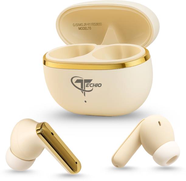 TECHIO EliteSound Earbuds, 40Hr Battery, 13mm Drivers, IPX5,ENC Calling Bluetooth