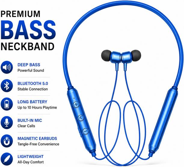 Shama Traders Wireless Bluetooth Neckband Earphones with Deep Bass Bluetooth