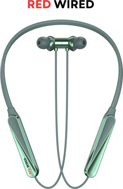 RED WIRED Bluetooth Headphone - 100Hours Playtime Wireless Neckband headphones Earphone-3 Bluetooth Gaming