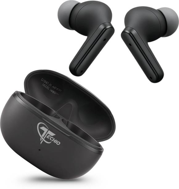 TECHIO AeroPods Earbuds, 40Hr Backup, 13mm Bass Drivers, ENC,Quad-Mic Bluetooth