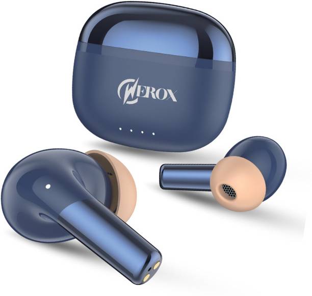 WEROX ENC with Quad Mic 60Hrs Playtime, 11mm Driver, IPX5,High bass,BT V5.3 Bluetooth Gaming