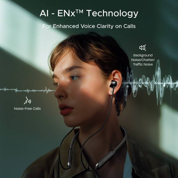 boAt Rockerz 255 Z Plus w/ AI ENx Tech, Spatial Audio, 50HRS Playback & Powerbuds Bluetooth Headset  (Classic Black, In the Ear)
