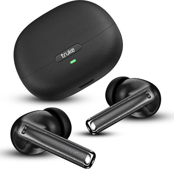truke Aura Pro earbuds w/ 60H Battery, Leather finish Case, Dual Pairing, 13mm Drivers Bluetooth