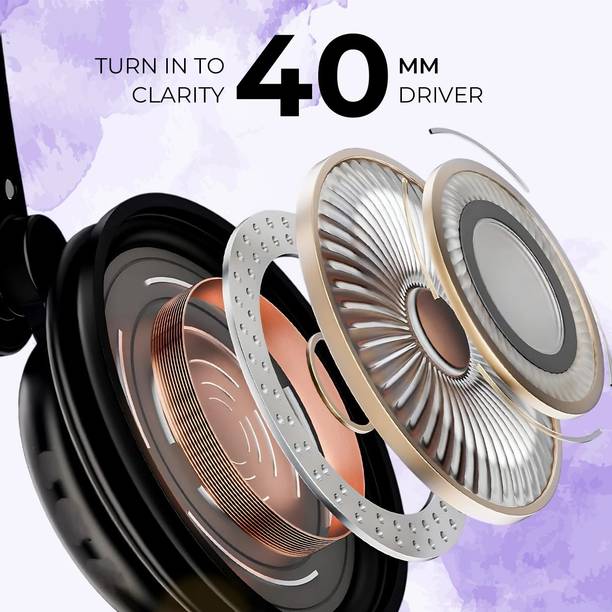 Voods Headphone with 120hrs Playback,40mm Drivers,118dB Sensitivity,HD Sound Bluetooth Bluetooth