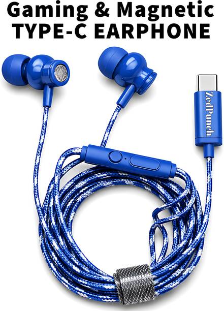 ZedPunch Gaming Type-C Wired Magnetic Earphones With Mic & 1 Button Control USB-C Devices Wired Gaming