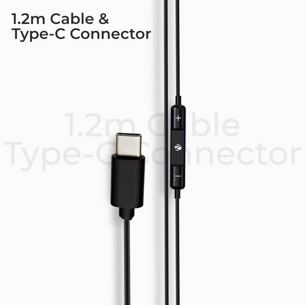 ZEBRONICS ZEB-BUDS 30C, Type-C With In-Line Mic, Rich 14.2mm drivers, Call, Volume Control Wired Headset