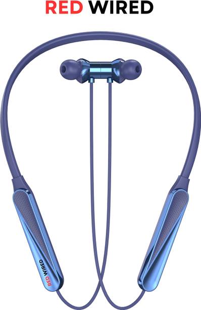 RED WIRED Bluetooth Headphone - 100Hours Playtime Wireless Neckband headphones Earphone-9 Bluetooth Gaming