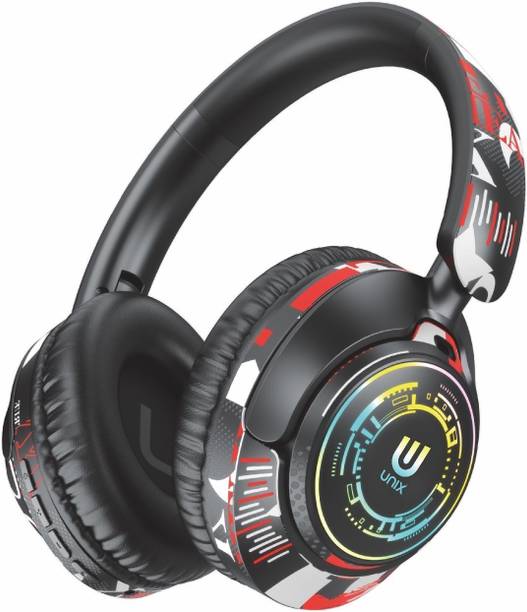 Unix Epic Graffit Wireless Over Ear Headphones Upto 62 Hours Playback, 40MM Drivers Bluetooth & Wired