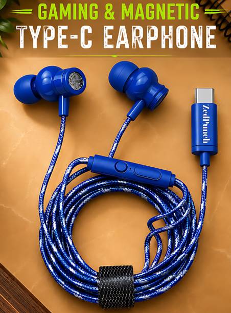 ZedPunch Type-C Wired Gaming Magnetic Earphones With Mic & 1 Button Control USB-C Device Wired Gaming