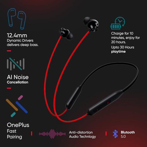 OnePlus Bullet Wireless Z2 Bluetooth  (Acoustic Red, In the Ear)