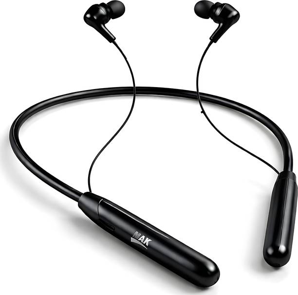 MAK Premium Wireless Neckband Earphones, 12mm Bass, Type-C Charging Bluetooth