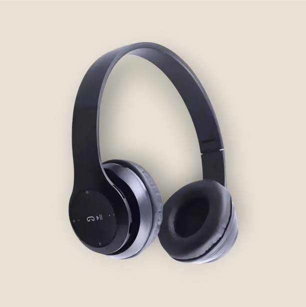 AIZINA Lounge Comfort Headphones with Mic & SD Card, Extended Playtime_PG Bluetooth & Wired