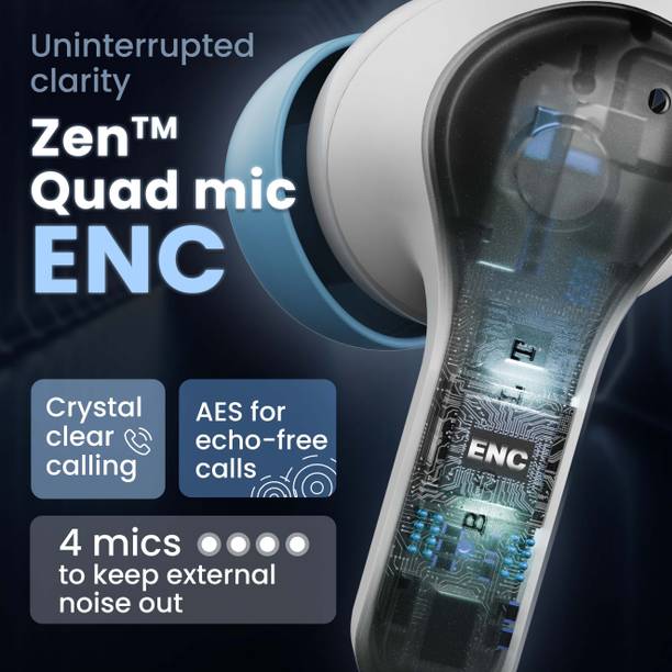 Boult K10 50H Battery, 4 Mic ENC, 45ms Low Latency, Dual Master, Touch Control, 5.4v Bluetooth  (Blue Ice, True Wireless)