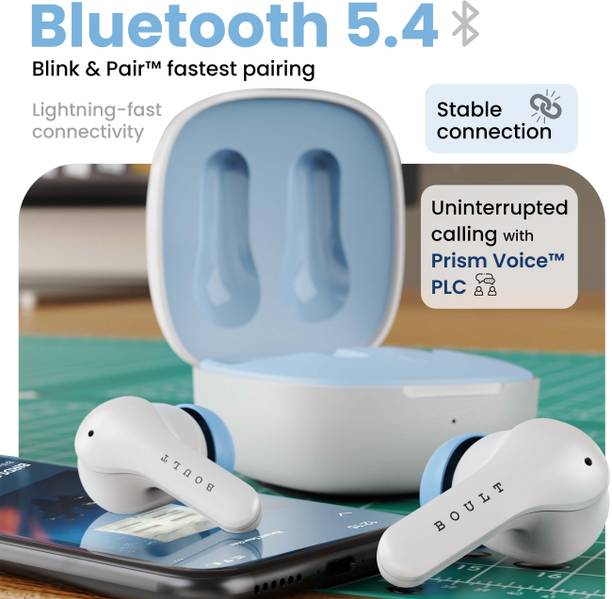 Boult K10 50H Battery, 4 Mic ENC, 45ms Low Latency, Dual Master, Touch Control, 5.4v Bluetooth  (Blue Ice, True Wireless)