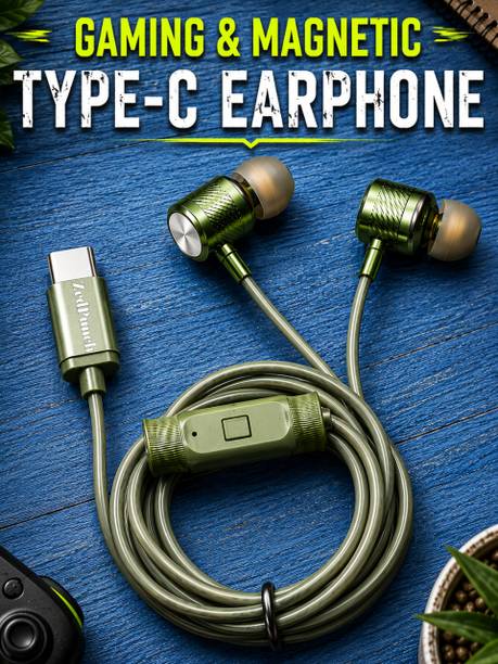 ZedPunch Gaming Type C Wired Magnetic Earphones With Mic & 1 Button Control USB-C Device Wired Gaming
