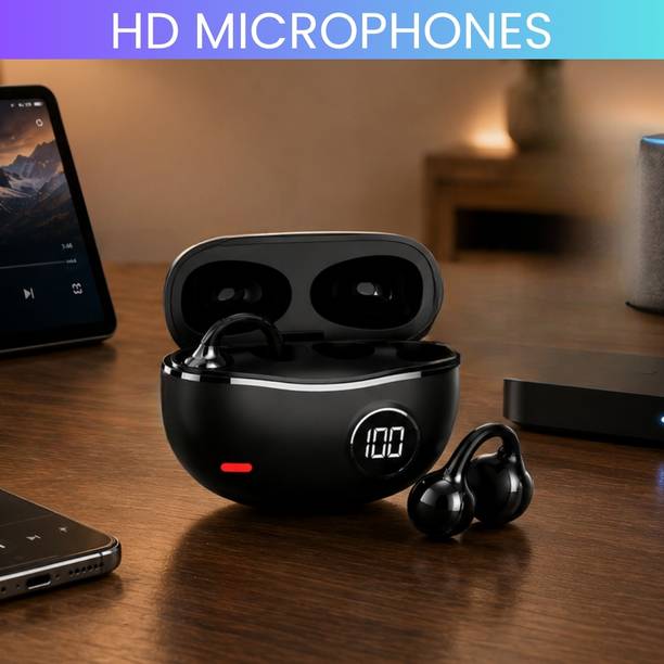 SACRO TWS Bluetooth Earbuds With Digital Display, Secure Ear Clip and Deep BassZR99 Bluetooth