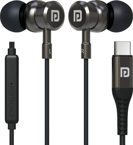 Portronics Tune C Type C Earphone with mic, In-Line Controls, 1.2M Tangle Free Wired
