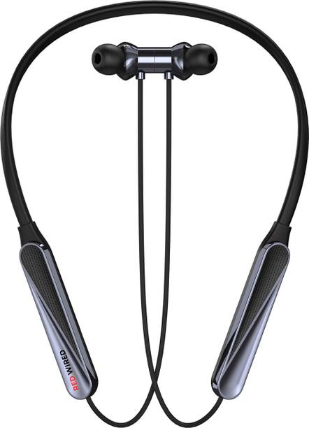 RED WIRED Bluetooth Headphone - 100Hours Playtime Wireless Neckband headphones Earphone-4 Bluetooth Gaming