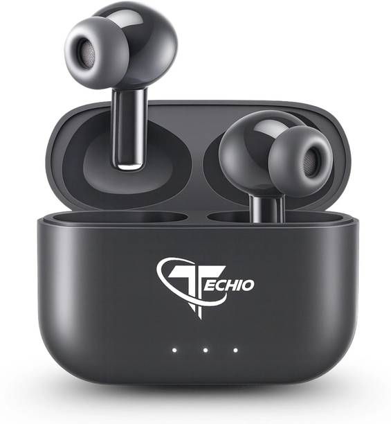 TECHIO MagnoPods TWS with LED Display, Dual Mic ENC, 13mm Driver & Game Mode Bluetooth