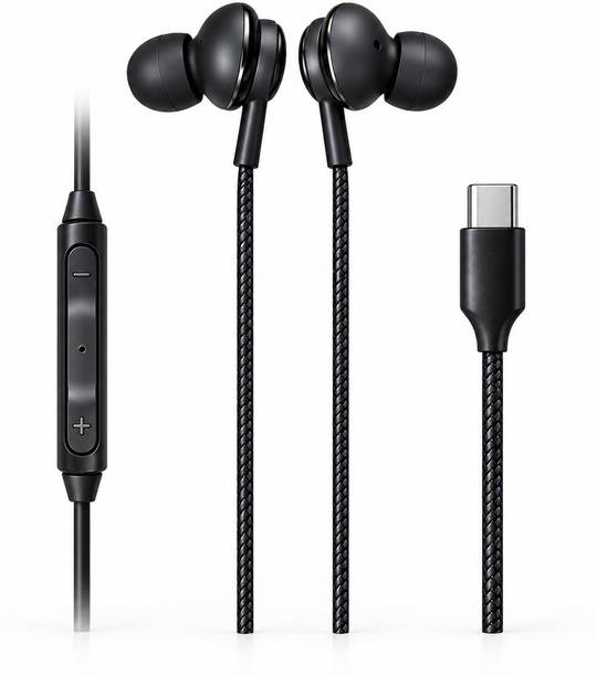 REALFIT Type C Earphones with Mic, 10mm Dynamic Drivers, 3 Button Control, AI Assistants Wired