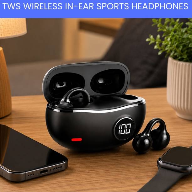 GUGGU TWS Bluetooth Earbuds With Digital Display, Secure Ear Clip and Deep BassBR90 Bluetooth
