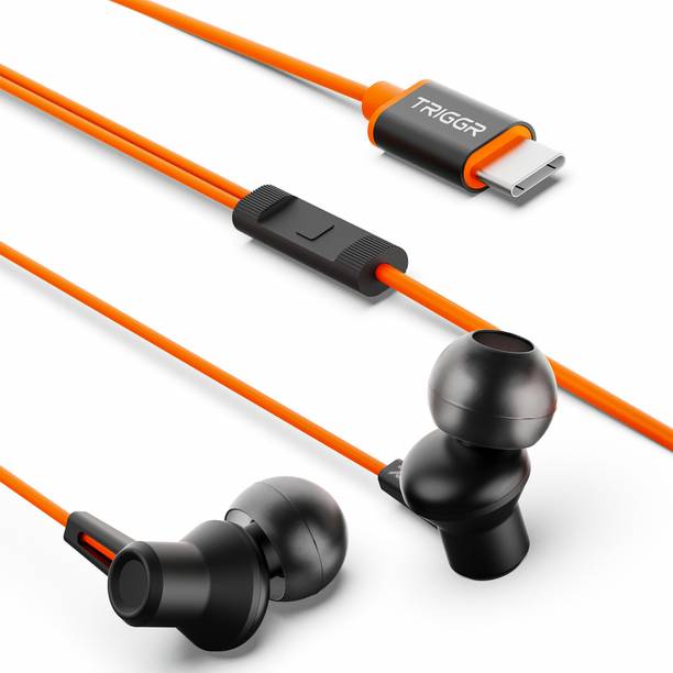 TRIGGR Blaze Type-C Wired Earphones with 13mm Driver, In-line Controls, Rich Bass, Mic Wired