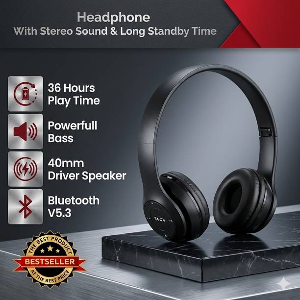 Worricow On Ear Bluetooth Wireless Headphones 5.0+EDR with Volume Control, HD Sound Bluetooth