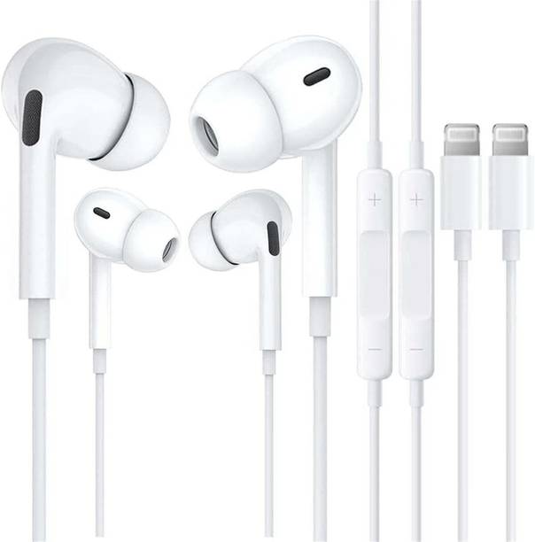 MARS Wired Earbuds Earphones With Mic , Lightning Connector 2 Pcs Combo Wired