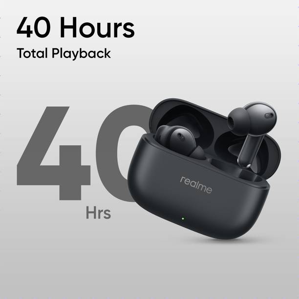 realme Buds T310 with 12.4mm Driver, 46dB ANC, Spatial Audio and upto 40 hours Playback Bluetooth Headset  (Vibrant Black, True Wireless)