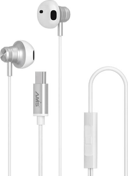 AMS A154 Wired Earphones with Type-C Audio Jack,HD Sound with mic, Premium Headset Wired