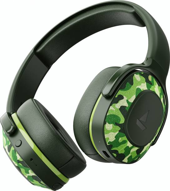 boAt Rockerz 413,60H Battery,ENx, BEAST Mode, Dual Pair, Stream Ad Free Music via App Bluetooth Headset Army Green, On the Ear
