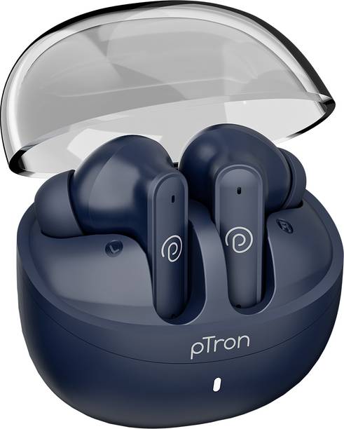 PTron Bassbuds Indie w/ AI-ENC Clear Calls, 45hrs Playtime, Custom EQ, App Support Bluetooth