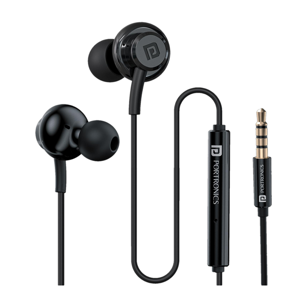 Portronics Conch Gama Earphone,1.2m Tangle Free Cable, Mic, 3.5mm Aux Port Wired Gaming