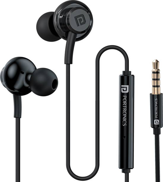 Portronics Conch Gama Earphone,1.2m Tangle Free Cable, Mic, 3.5mm Aux Port Wired Gaming