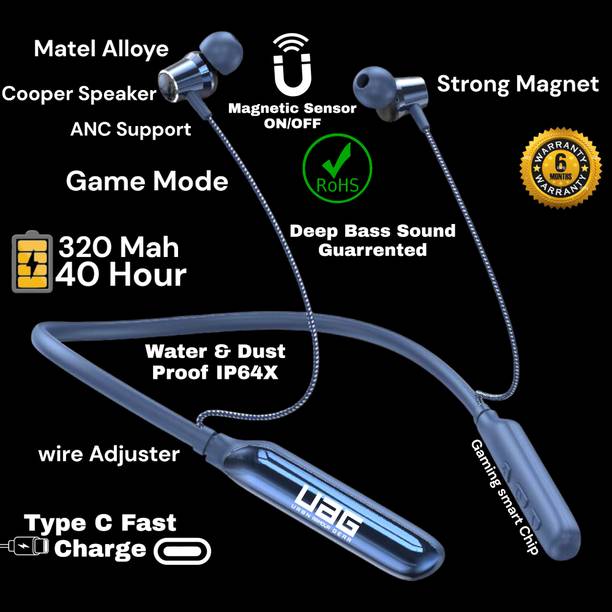 यूएजी उर्बन आर्मर गियर Blutooth ANC Magnetic Neckband sv2 Gaming & Music Deep Baas Sound 40 Hour Play हेडसेट