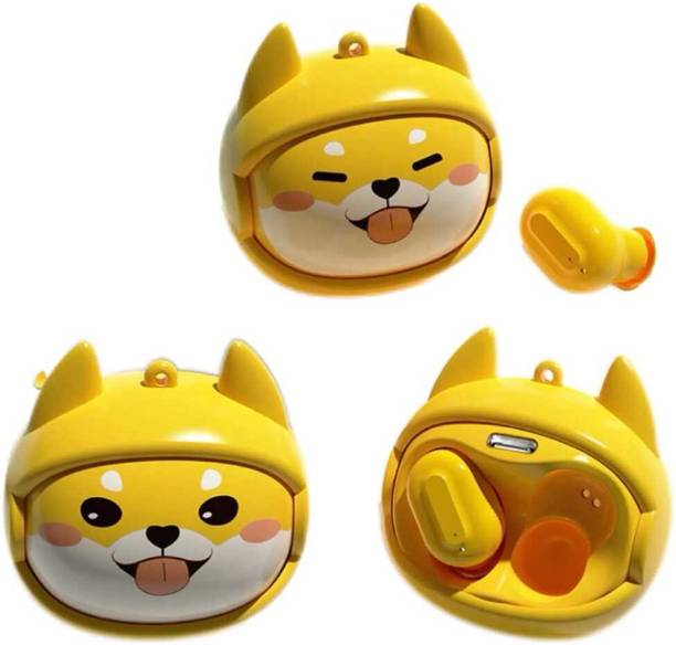 Naama Cute Wireless Bluetooth Earbuds with Dog-Face Rolling Charging Case, LED Display Bluetooth