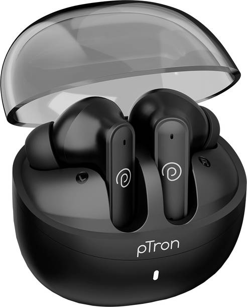 PTron Bassbuds Indie w/ AI-ENC Clear Calls, 45hrs Playtime, Custom EQ, App Support Bluetooth