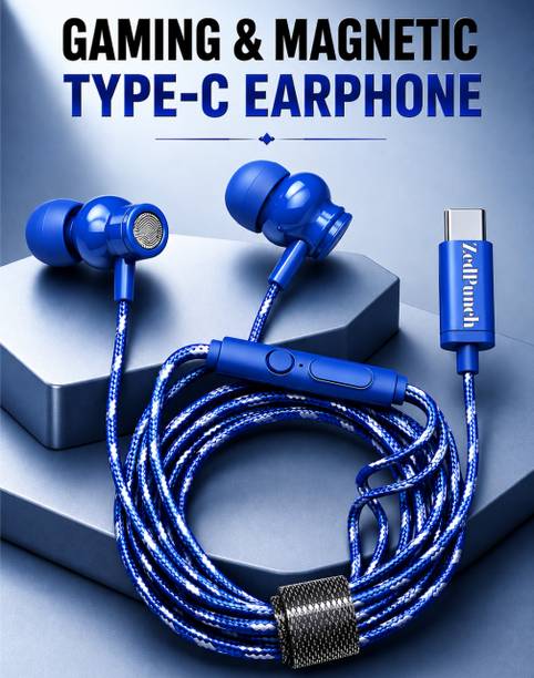 ZedPunch Gaming Type-C Wired Magnetic Earphones With Mic & 1 Button Control Wired