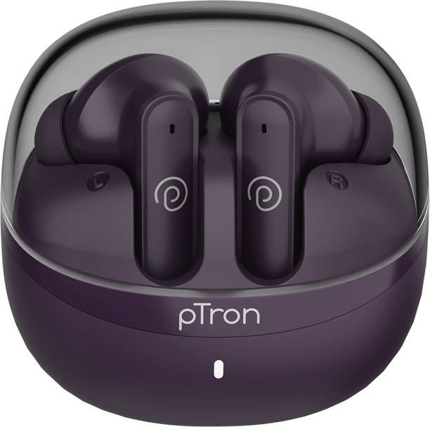PTron Bassbuds Indie w/ AI-ENC Clear Calls, 45hrs Playtime, Custom EQ, App Support Bluetooth