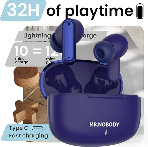 MR.NOBODY Ultrabuds with Latest BT v6.0,40Hr Playtime,13mm Dynamic Drivers,Rich Bass A717 Bluetooth
