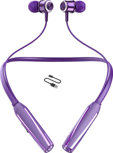 CARRON CH-45 48 Hour Playtime Wireless Headphone Neckband Earphone (Purple6) Bluetooth