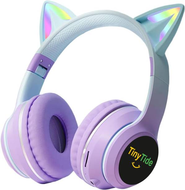 TinyTide Kids Headphones For Girls/Boys, Cat Kids Bluetooth, Kids Wireless Headphones Bluetooth & Wired