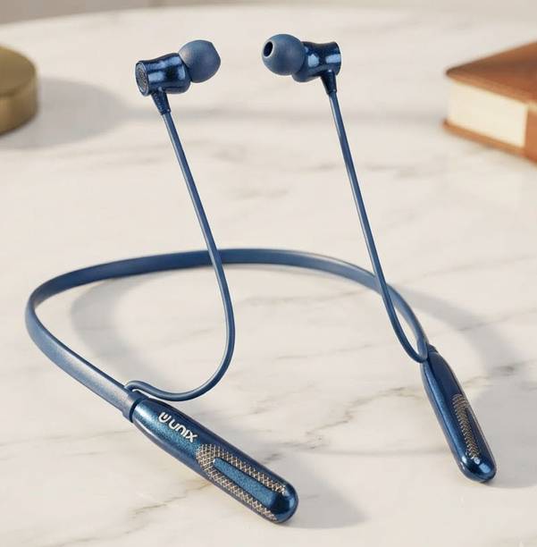 Unlx UX777 Nesh Bluetooth Neckband,84 Hours Battery,Dual Device Pairing/Blue_U90 Bluetooth