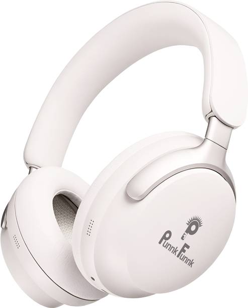 PunnkFunnk 70H Playtime Bass Bluetooth Wireless Headphone with Mic, Foldable Design & Aux Bluetooth