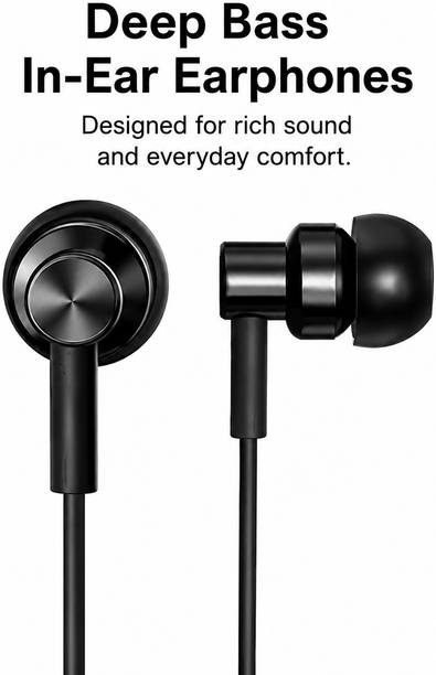 Delionz Earphone Compatible With MI_Wired 3.5mm jack L shape Black Bluetooth